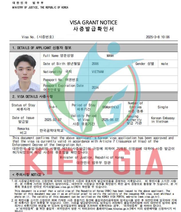 Visa Du Học Hàn